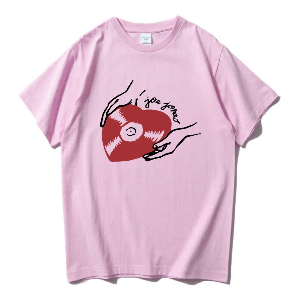 Футболка с принтом 'Heart Record Tee' певца Джо Джонаса, хлопковая, с коротким рукавом, с круглым вырезом, модная футболка, графическая одежда