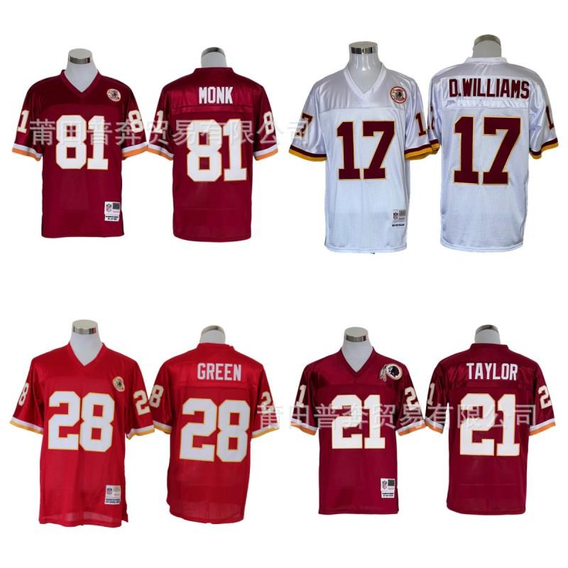 Redskins NFL Retro Football Jersey 21 TAYLOR 17 D.WILLIAMS Men Women Sportswear
