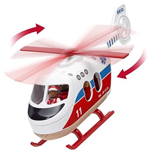 Вертолет-скорая помощь BRIO [Набор из 4 предметов] 36022, Возраст 3+. [Игрушка, Деревянная игрушка, Пейзаж, Вертолет, Подарок (День рождения/Рождество)]