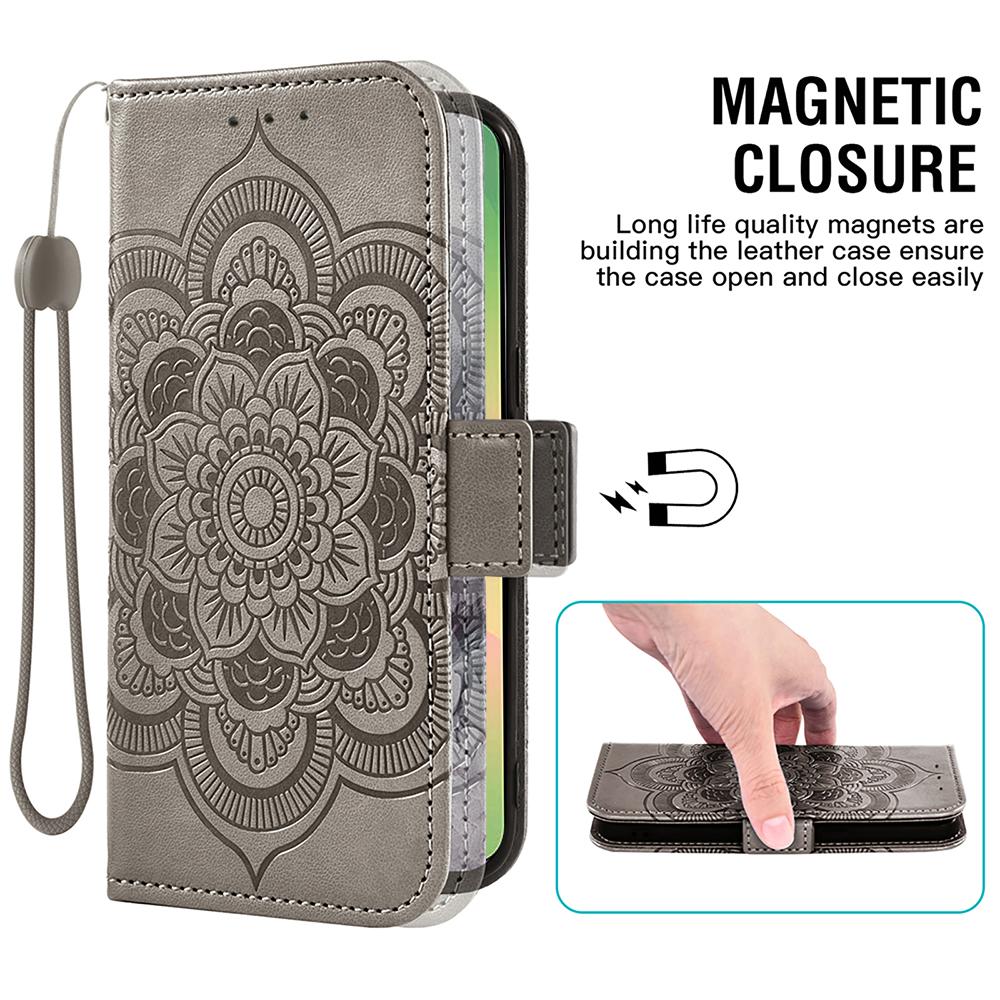For Samsung Galaxy S24 FE Case Peony Imprinted  TPU PU Leather Wallet Phone Cover with Wrist Strap