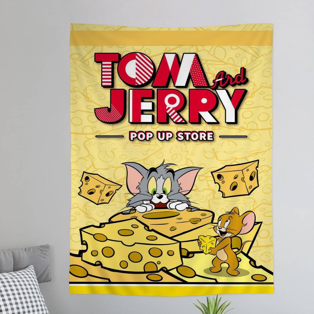 Anime TTom and JJerry Cartoon Colorful Tapestry Wall Hanging Hanging Tarot Hippie Wall Rugs Dorm Wall Art Decor
