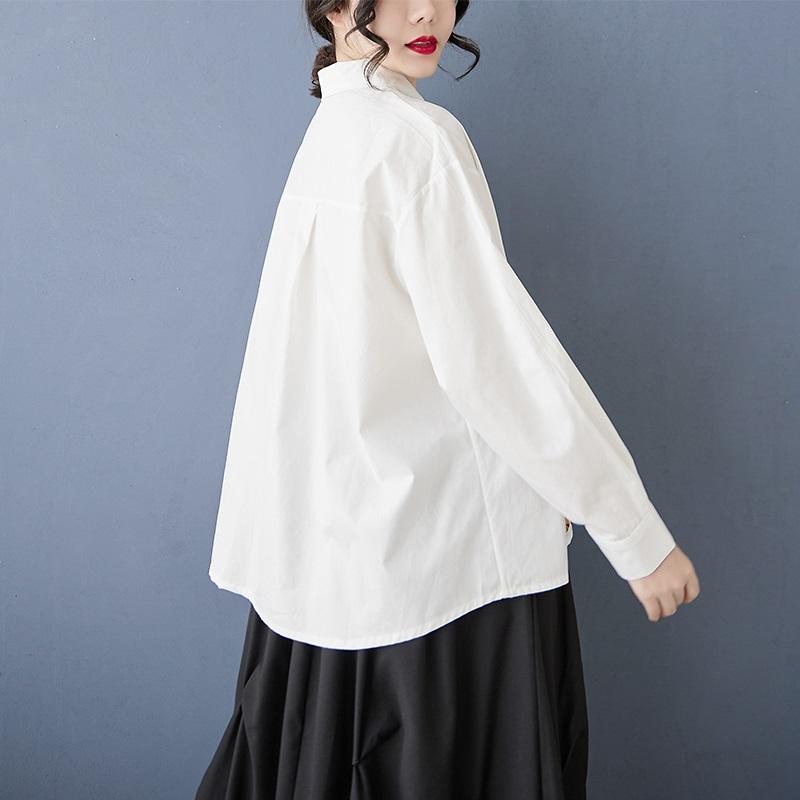 Длинные рукава свободные хлопковые рубашки и блузки для блузки Повседневные свободные топы весна-лето женские рубашки на пуговицах