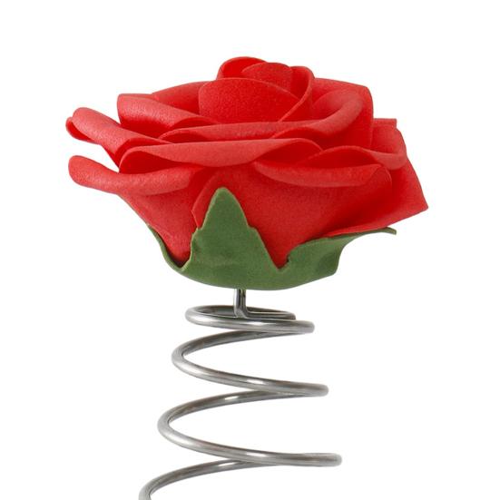 Верхушка для елки на День святого Валентина Красная роза Верхушка для елки со спиральной проволочной основой Романтическое украшение в виде розы для украшения мини-елок Праздничная вечеринка Домашний декор