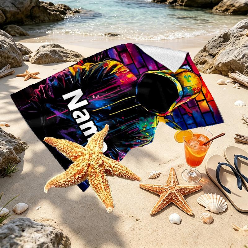 Custom Name Personalized Game on Print Beach Towel, for Trip Camping Beach Party Home Decor, Birthday Gift for Family & Friends