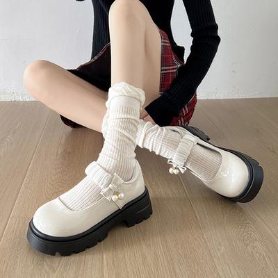 Бежевые ретро туфли на толстом каблуке и платформе, маленькие кожаные туфли женские 2025 новая летняя универсальная юбка Мэри Джейн с открытым вырезом