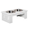 Raised Dog Feeding Bowls With Stand Stainless Steel For Medium Dog 58L X 31W X 25H Cm White