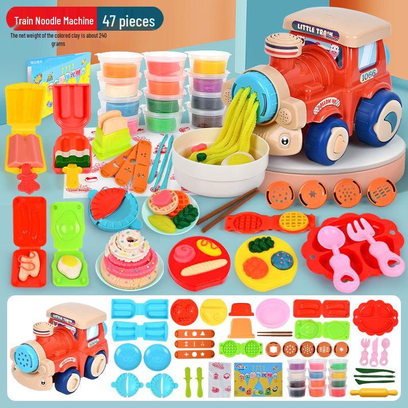 Colorful Clay Train Play-Doh Noodle Maker Toy Set for Kids - Lightweight Clay Tools for Boys and Girls in Kindergarten.