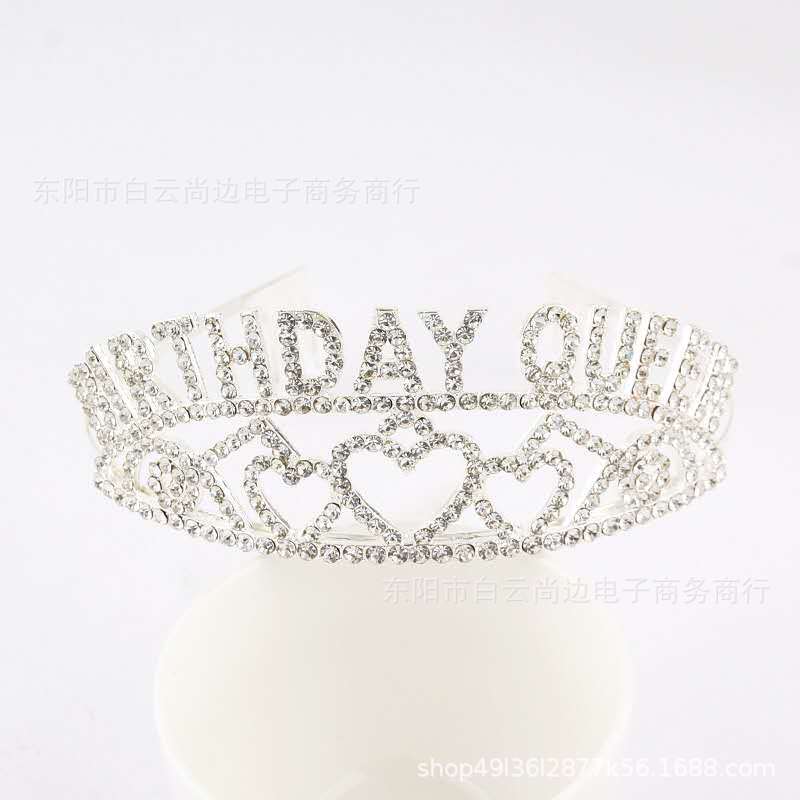 Rhinestone Birthday Queen Girl Queen Princess, Love Birthday Crown Shoulder Strap Party Supplies