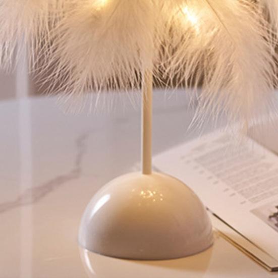 Yousheng Feather Night Light Table Lamp LED Romantic Bedside Lamp for Girls Room Wedding Party Decor Battery Powered Decorative Accent Light for Home