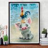 Animal 5D DIY Water Diamond Painting Set Adult Full Diamond Rooster Riding Pig Diamond Embroidery Mosaic Cross Embroidery Home Decoration