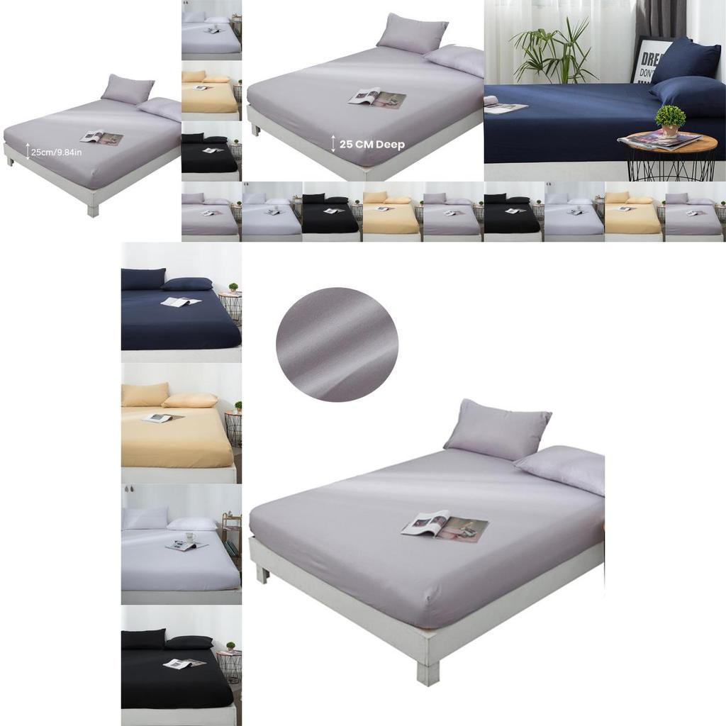 Комплект глубокой простыни на резинке 15/25 см и наволочки с очаровательным однотонным дизайном