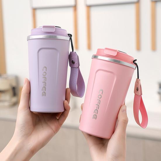 510ML Travel Coffee Mug Spill Proof with Seal Lid Insulated Eco-friendly Easy One-handed Drinking Stainless Steel Cup