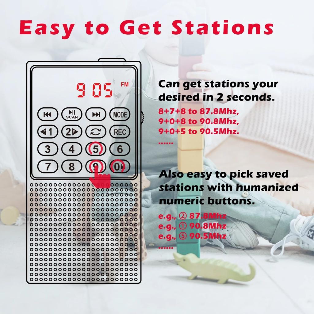 Мини-портативный карманный FM-радио, портативный перезаряжаемый MP3-плеер Walkman с диктофоном для Walkman Go Hiking