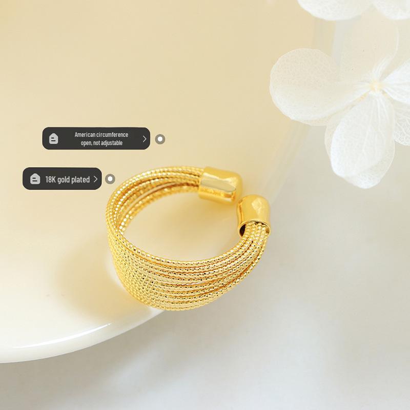 Квадратный сахар Многослойное полукруглое медное кольцо - Европейско-американский дизайн, Женская модная бижутерия