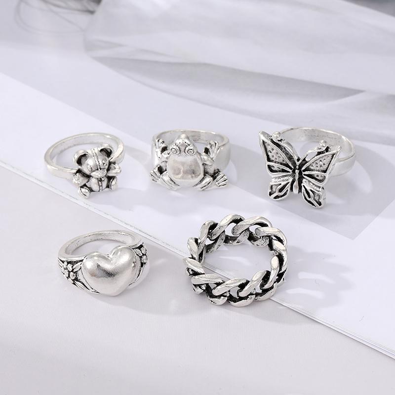 2024 Love Accessories Комплект колец с бабочкой Кольцо с медведем и лягушкой