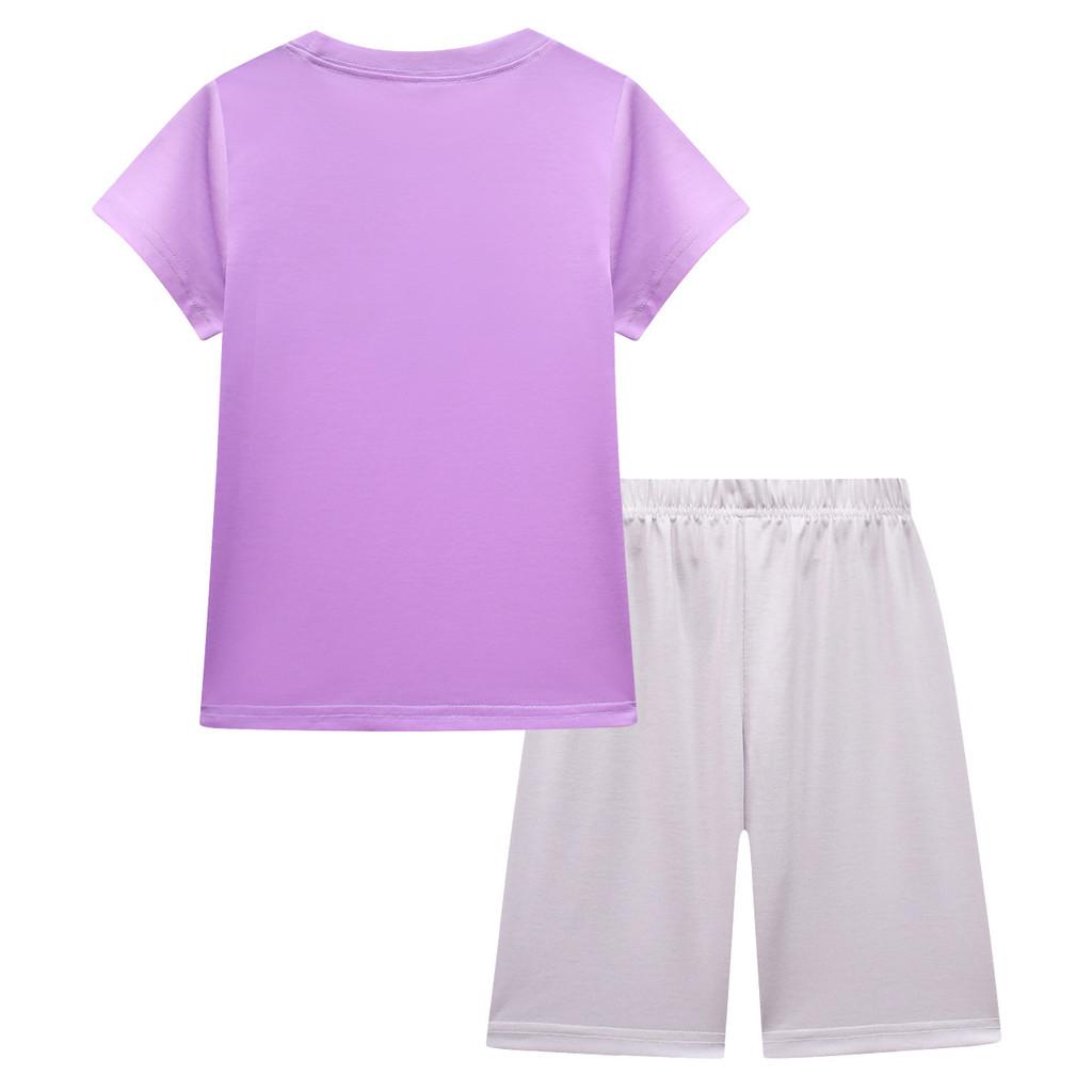 Детские Девочки K-POP Демон Звезда Мира Медведь Принт Футболка с Короткими Рукавами Брюки Шорты Комплекты Одежды