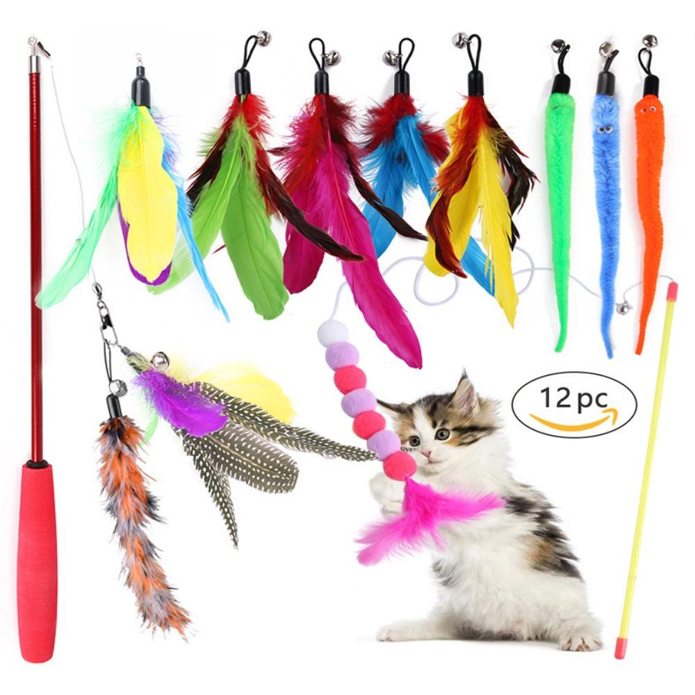 12/14/20PCS Sisal Mouse Funny Cat Stick Interactive Cat Supplies Cat Toys  Interactive Play