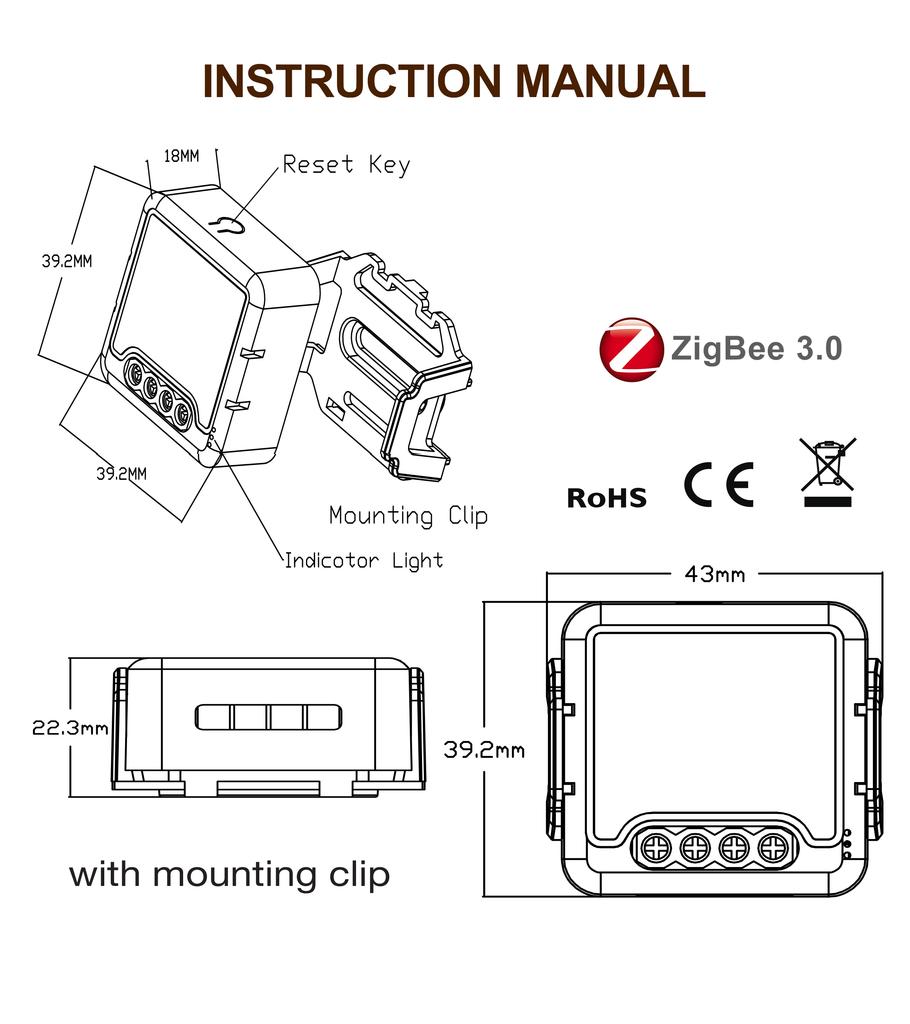 Умный модуль-переключатель Tuya ZigBee 3.0 без нейтрали 1 2 3 4 клавиши Требуется проводка Умный дом DIY Автоматический выключатель Работает с Alexa Google