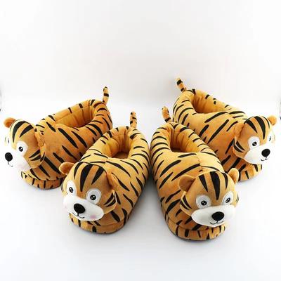 Роскошные осенне-зимние новые плюшевые хлопковые тапочки с изображением головы тигра для пар, нескользящая хлопковая обувь на толстой подошве