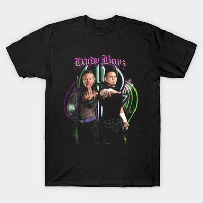 Asian Size Men Black Print T-shirt Hardy Boyz Vintage Style Ii No-Cut Heat Transfer Print Cotton Tshirt