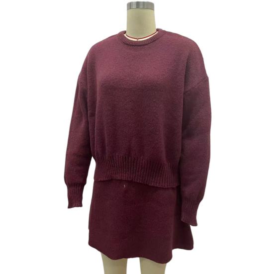 Комплект из 2 предметов: свитер, юбка, свитер, О-образный вырез, длинный рукав, трикотажные топы, мини-юбка А-силуэта средней посадки, однотонный повседневный наряд