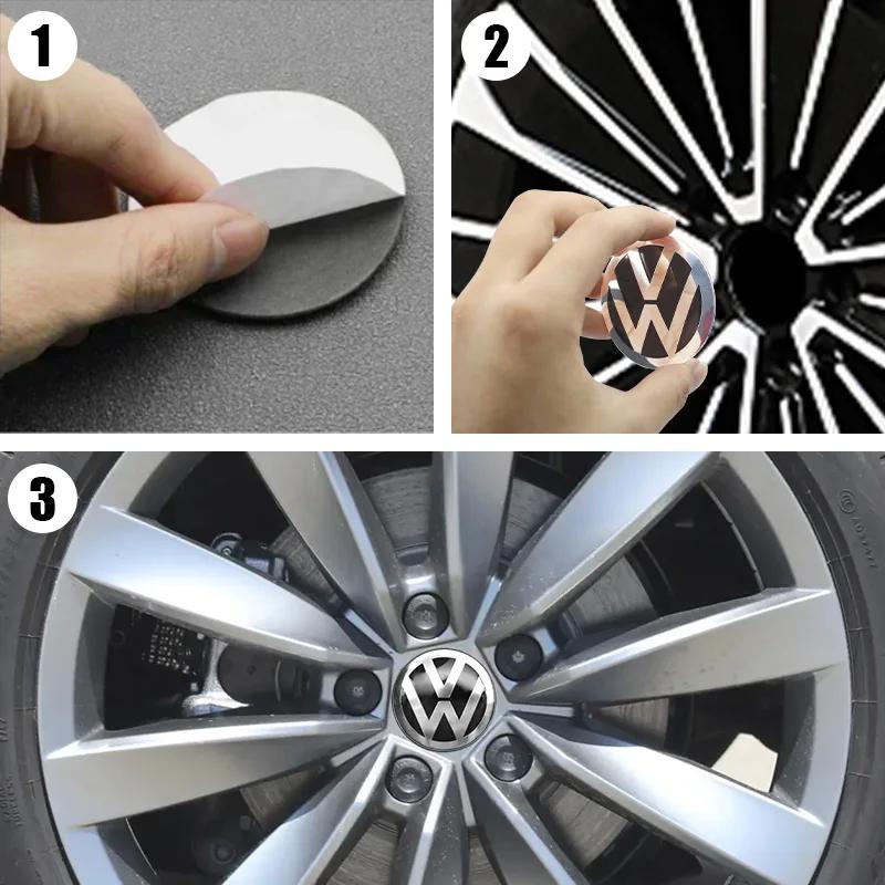 VW 56mm 60mm 65mm VW Logo Car Wheel Hub Center Cap Stickers Decal For Volkswagen B5 GTI Golf 5 Caddy Passat b6 Tiguan Polo MK6