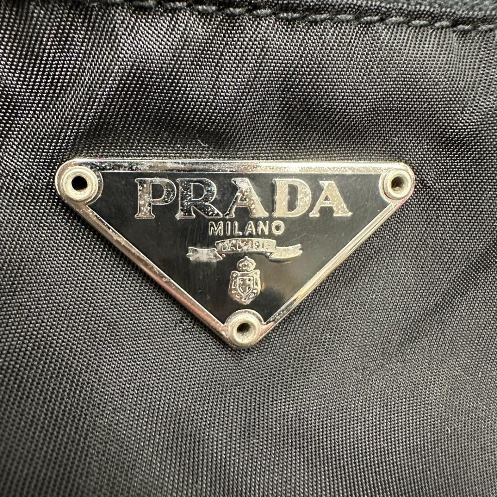 PRADA Diagonally hung Triangle logo Shoulder Bag Nylon black unisex BT0168 Used