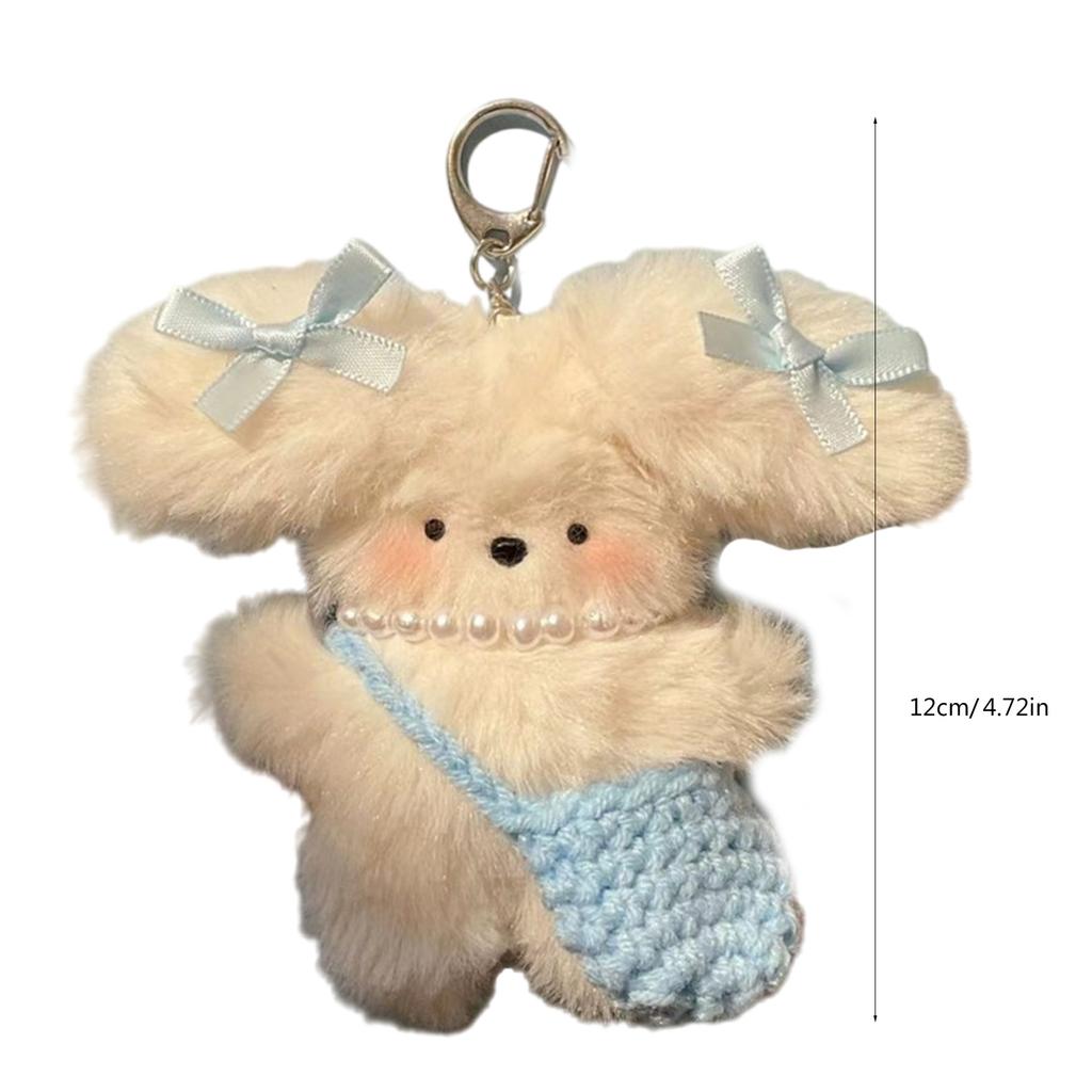 Lovely Dog Keychain Charm Decoration Comfortable Keyring with Bowknot Dog Lovely Key Accessory for Girls and Ladies