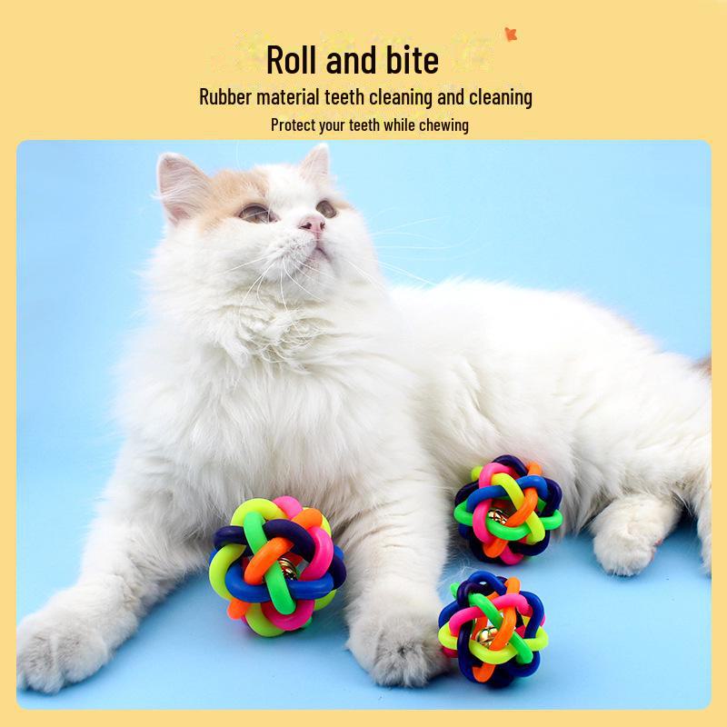 "Teddy Bear Pet Toys: Colorful Bell Balls for Dogs & Cats"