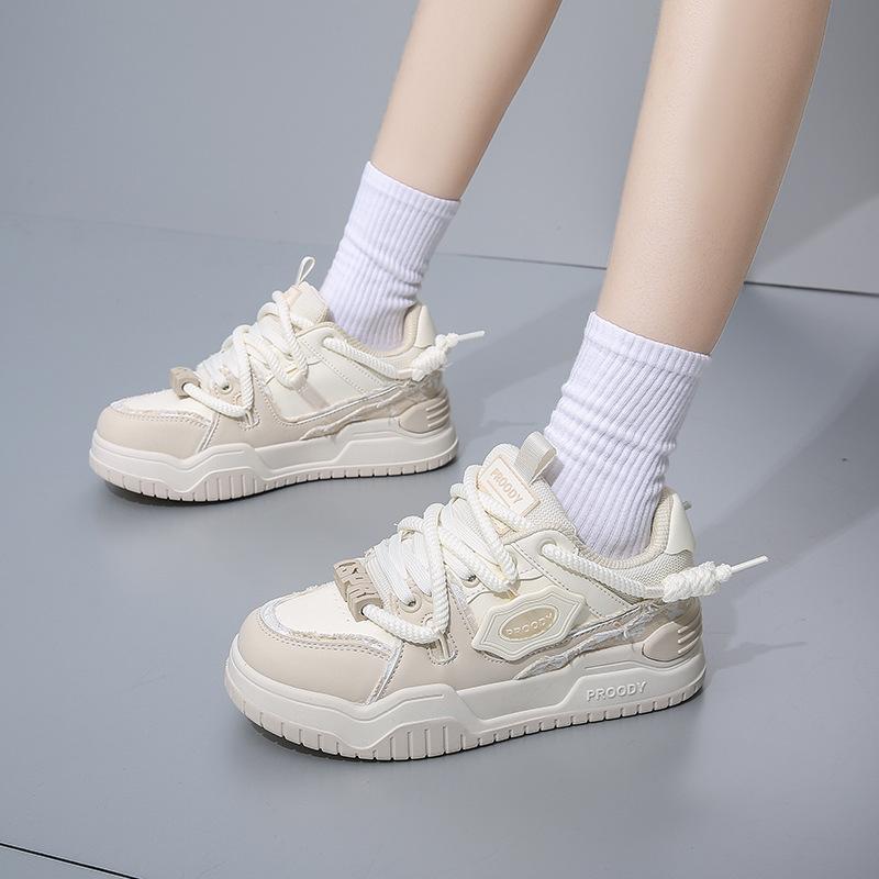 2025 весна маленькие белые туфли новая корейская версия ins женские студенческие туфли для увеличения роста на платформе спортивные туфли для скейтбординга повседневная обувь женская YDJ01