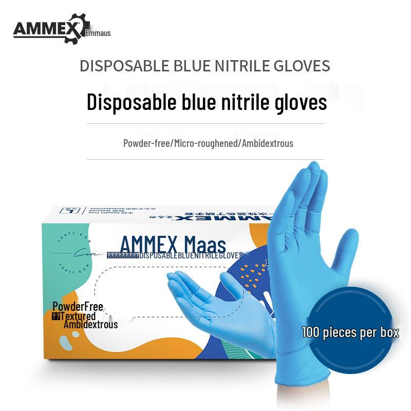 Aimas Blue Nitrile Disposable Protective Gloves – Thick, Durable, Food-Safe Inspection Gloves