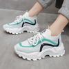 Fashion Mixed Colors Mesh Sports Shoes Women Thick Sole Non Slip Lace Up Chunky Sneakers Summer Comfort Platform Casual Shoes