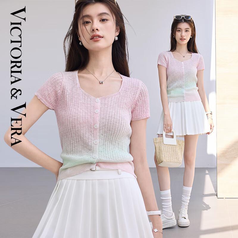 VICTORIA&VERA Женский градиентный трикотажный топ с коротким рукавом