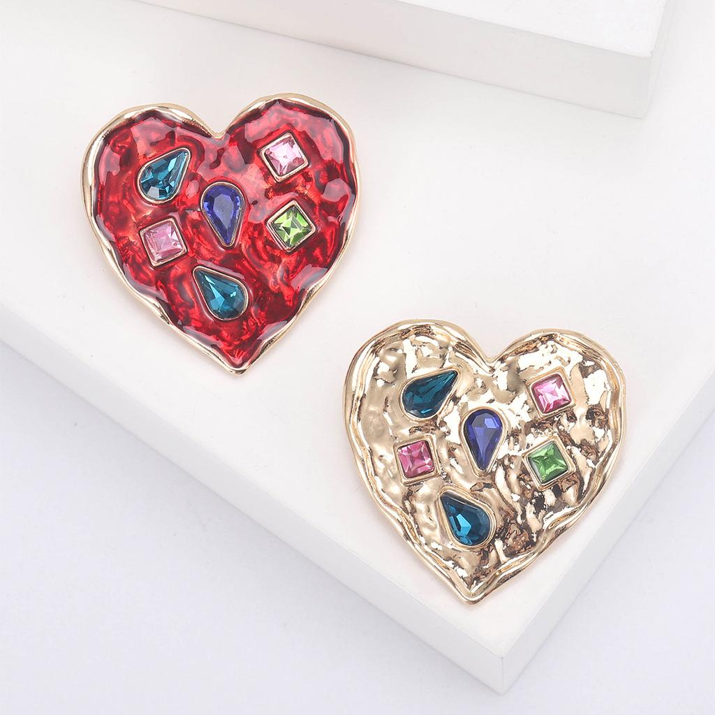 Stylish Retro Heart-Shaped Brooch, Simple Rhinestone Collar Pin Fixed Clothes Buckle Pin Anti-Light Accessories
