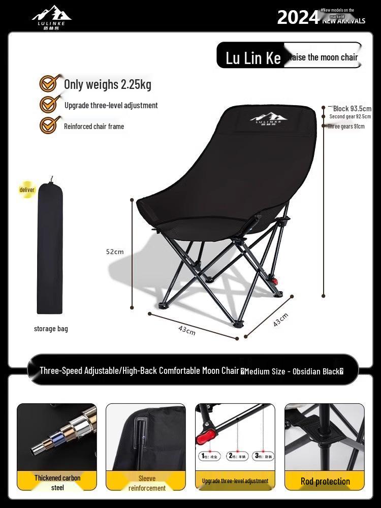 Portable Outdoor Folding Moon Chair for Camping, Fishing, and Beach Picnics