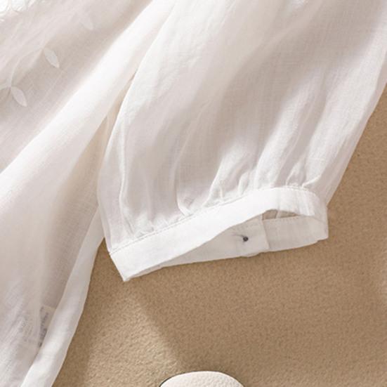 Женский летний топ с цветочной вышивкой, винтажная летняя блузка с круглым вырезом и половиной рукавов, тонкая Свободная летняя блузка в этническом стиле для свиданий, женская одежда