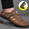 2024Men's Sandals Fashion Leather Sandal Hollow Out Breathable Casual Sandal Outdoor Non-slip Flat Beach Sandals for Men Zapatos