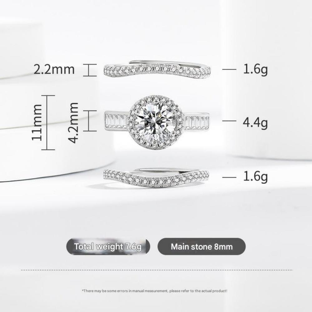 925 Sterling Silver Fashion Light Luxury Zircon Ring Versatile Couple Ring Wedding Birthday Party Engagement Gift