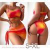 Trendy 3 Piece Tie Dye Print Bikini Swimsuit Beach Cover Up Swim Set for Women