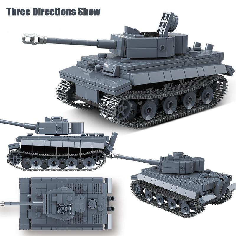 Классический гусеничный танк Второй мировой войны Panzerkampfwagen VI Ausf. E Tiger I Building Block Kit Военная модель Кирпичи Детские игрушки Подарки Коллекция