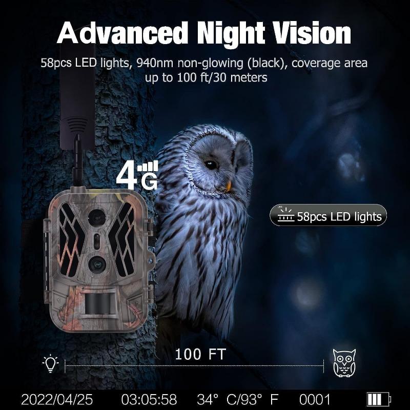 4G 120MP 4K 8000mAh LI Battery Outdoor Night Vision Dual-Lens Hunting Camera App Control Optional Live Streaming/Cloud/Email/FTP