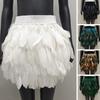 Фестивальная юбка из искусственных перьев, панк-готический стиль, вышитый вручную дизайн, сценическое представление, готическая мини-юбка в стиле панк