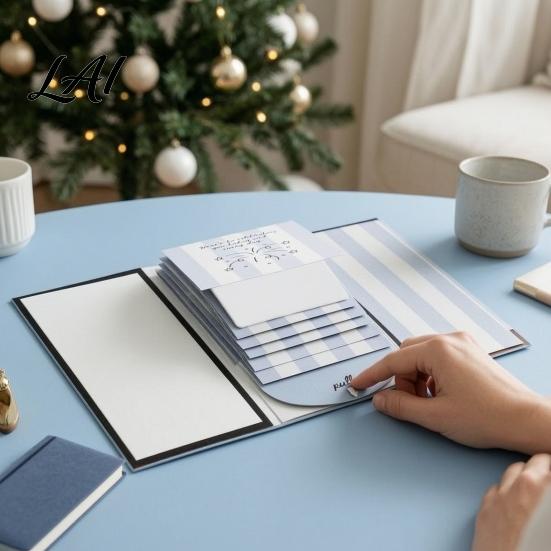 Creative Holiday Present Packaging Handmade Waterfall Christmas Gift Card Booklet Pull Out Book Interactive Festive Paper Souvenirs Cash Envelopes,