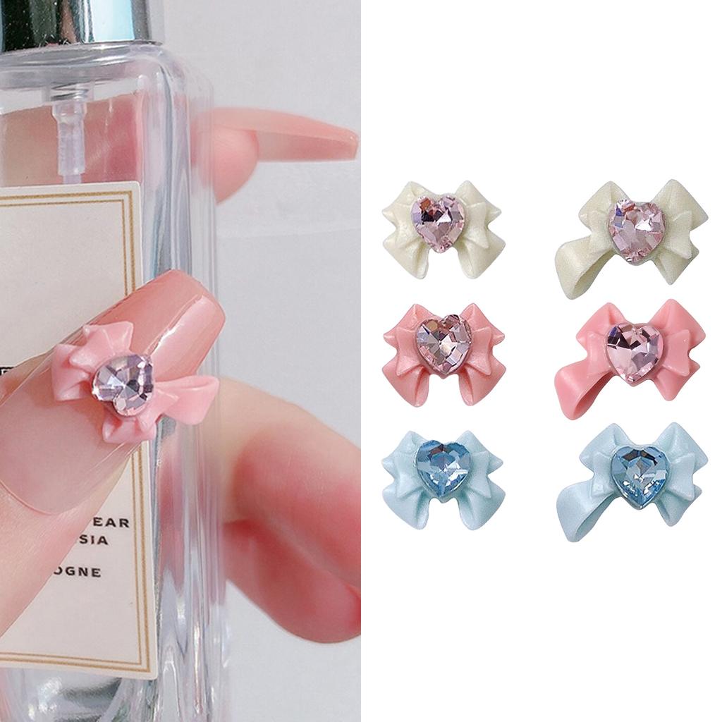 Bow Nail Charms Heart Resin 3D Nail Art Decoration Accessories Beautiful Charming Nail Charms Supplies for Women Girls