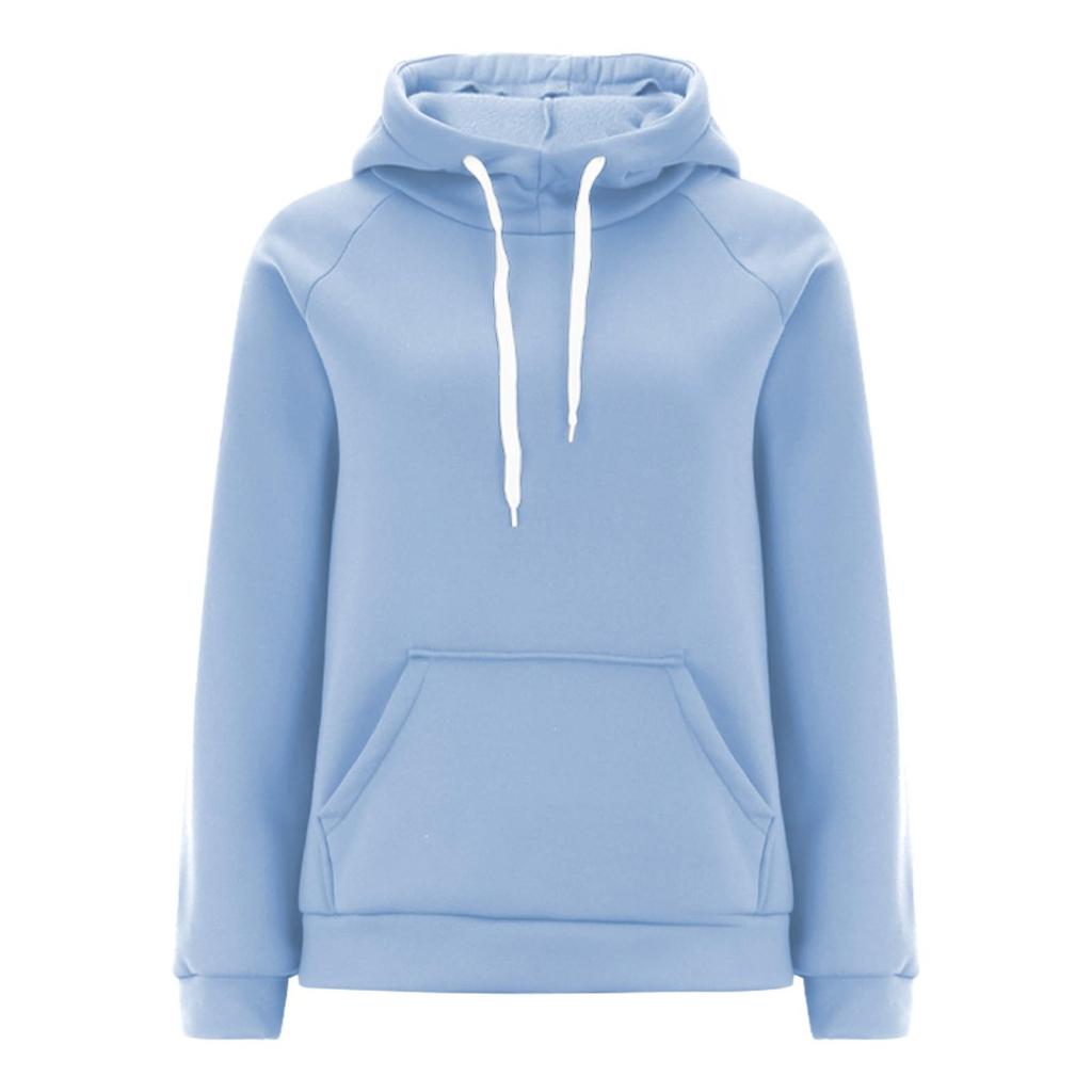 Women's Casual Loose Solid Color Long-sleeved Crewneck Sports Hoodie