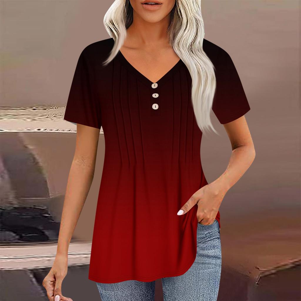 Женские рубашки с короткими рукавами, топы, элегантные повседневные рубашки, топы с V-образным вырезом и плиссировкой