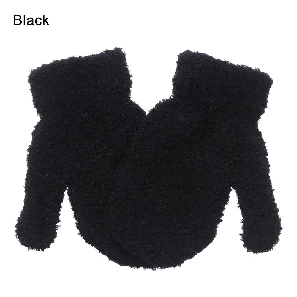 Boys Girls Winter Lovely Soft Warm Baby Candy Color Coral Plush Mittens Full Fingers Kids Gloves