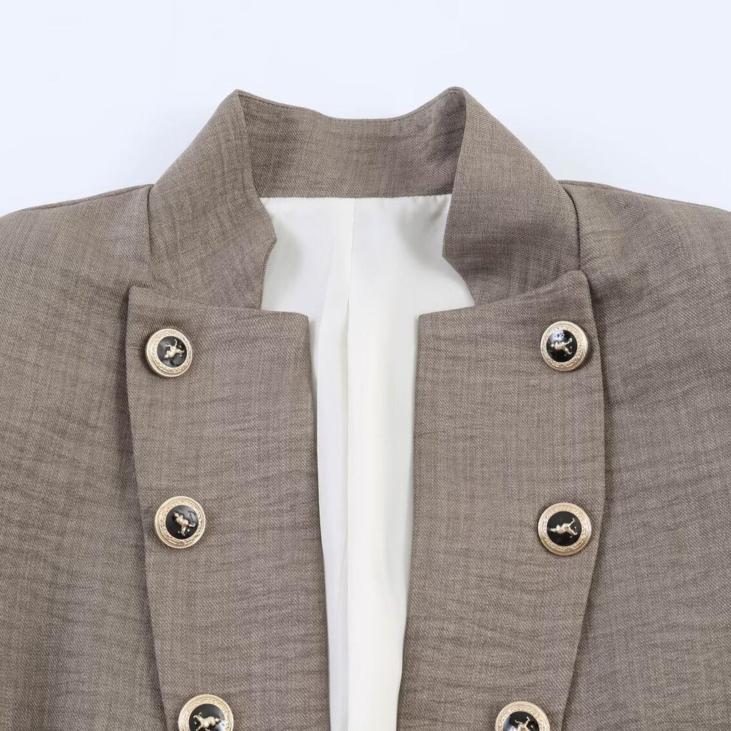 2026 summer new European and American cross-border women's clothing fashion flip buckle trim blazer w021 83067