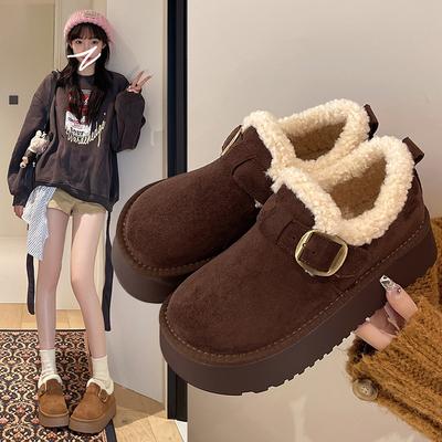 Женская модная обувь на толстой подошве, легкие зимние теплые сноубутсы с плюшевой подкладкой, нескользящие, износостойкие, повседневные, для спорта на открытом воздухе, хлопковые ботинки