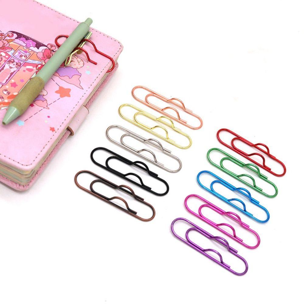 10pcs Paper Fix Clips Pen Holder Colorful Bookmarks Office Paper Clips Journal